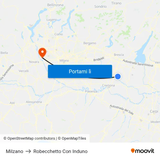 Milzano to Robecchetto Con Induno map