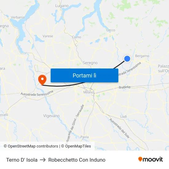 Terno D' Isola to Robecchetto Con Induno map