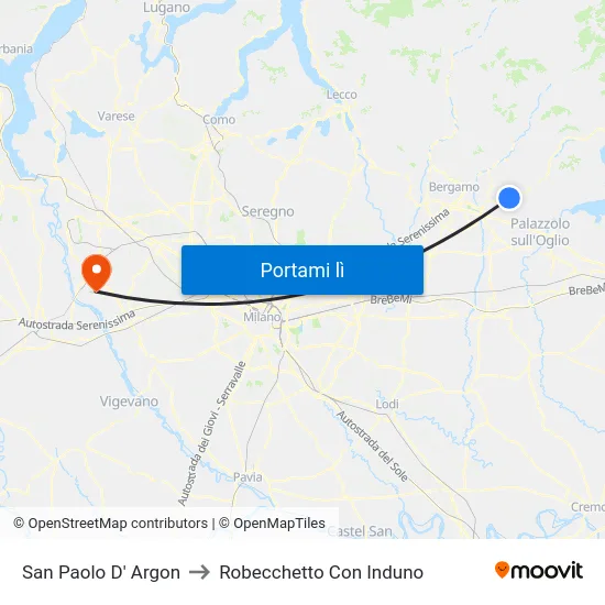 San Paolo D' Argon to Robecchetto Con Induno map