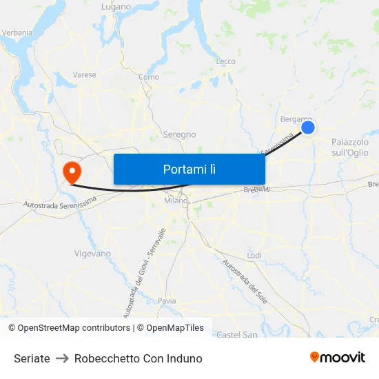 Seriate to Robecchetto Con Induno map