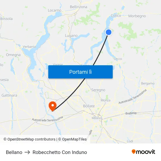 Bellano to Robecchetto Con Induno map