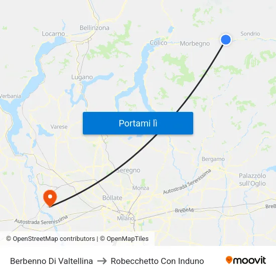 Berbenno Di Valtellina to Robecchetto Con Induno map