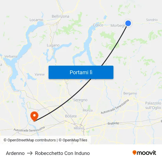 Ardenno to Robecchetto Con Induno map