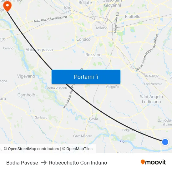Badia Pavese to Robecchetto Con Induno map
