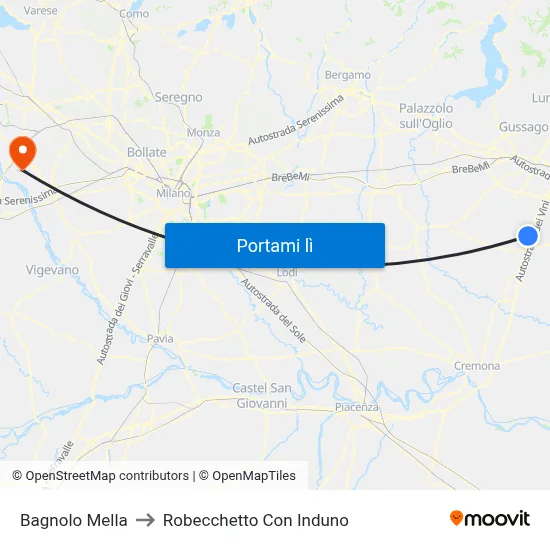 Bagnolo Mella to Robecchetto Con Induno map