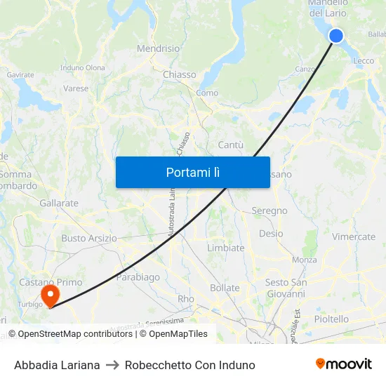 Abbadia Lariana to Robecchetto Con Induno map