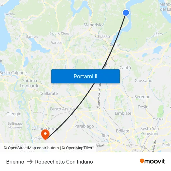 Brienno to Robecchetto Con Induno map