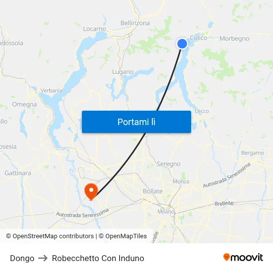 Dongo to Robecchetto Con Induno map