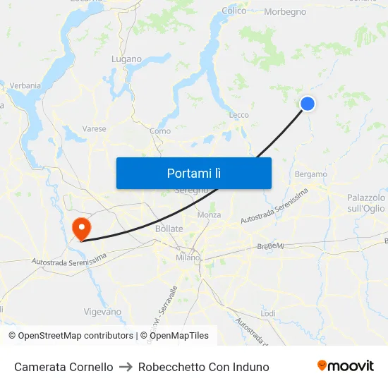 Camerata Cornello to Robecchetto Con Induno map