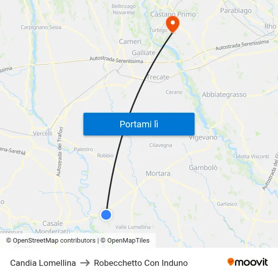 Candia Lomellina to Robecchetto Con Induno map