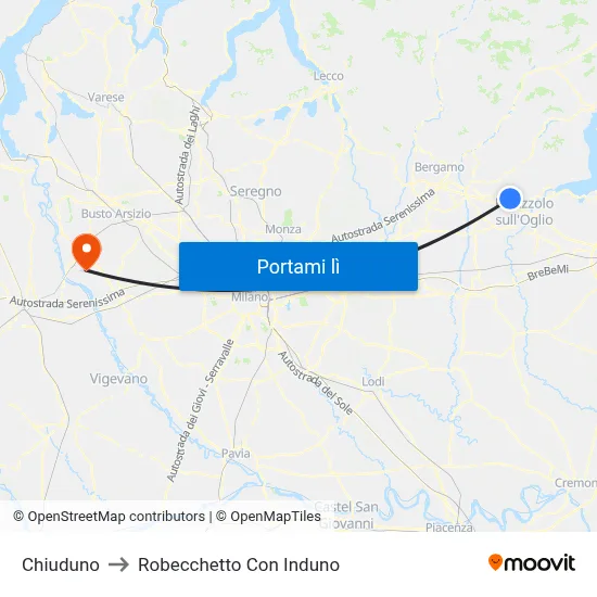 Chiuduno to Robecchetto Con Induno map