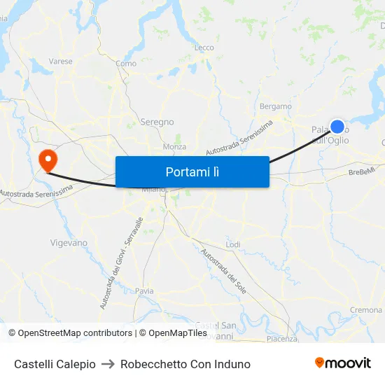Castelli Calepio to Robecchetto Con Induno map
