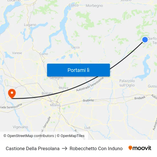 Castione Della Presolana to Robecchetto Con Induno map