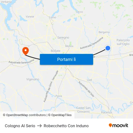 Cologno Al Serio to Robecchetto Con Induno map