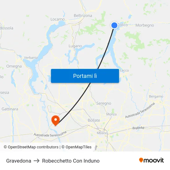 Gravedona to Robecchetto Con Induno map