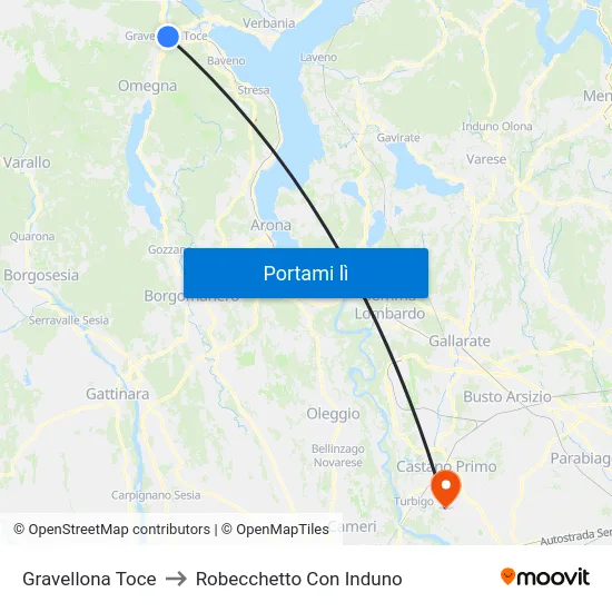 Gravellona Toce to Robecchetto Con Induno map