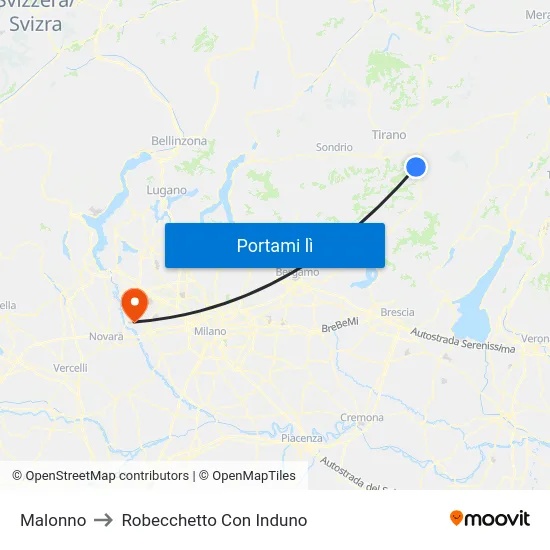 Malonno to Robecchetto Con Induno map
