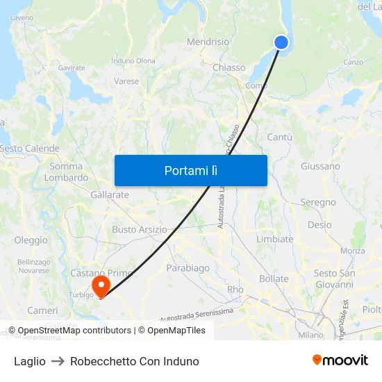 Laglio to Robecchetto Con Induno map