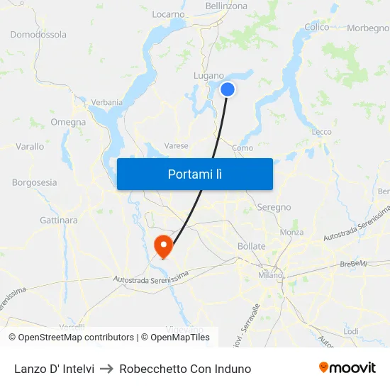 Lanzo D' Intelvi to Robecchetto Con Induno map