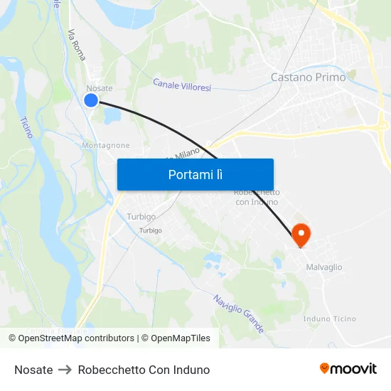 Nosate to Robecchetto Con Induno map
