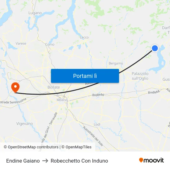 Endine Gaiano to Robecchetto Con Induno map