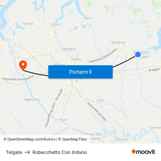 Telgate to Robecchetto Con Induno map