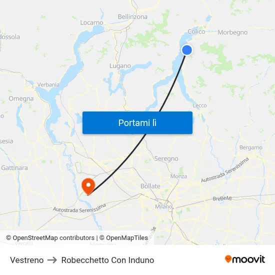 Vestreno to Robecchetto Con Induno map