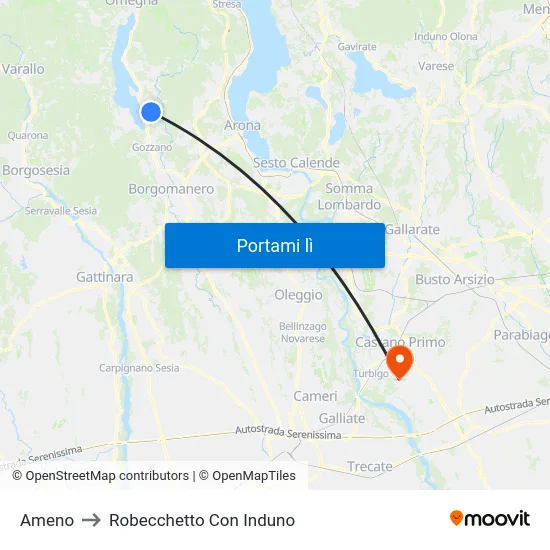 Ameno to Robecchetto Con Induno map
