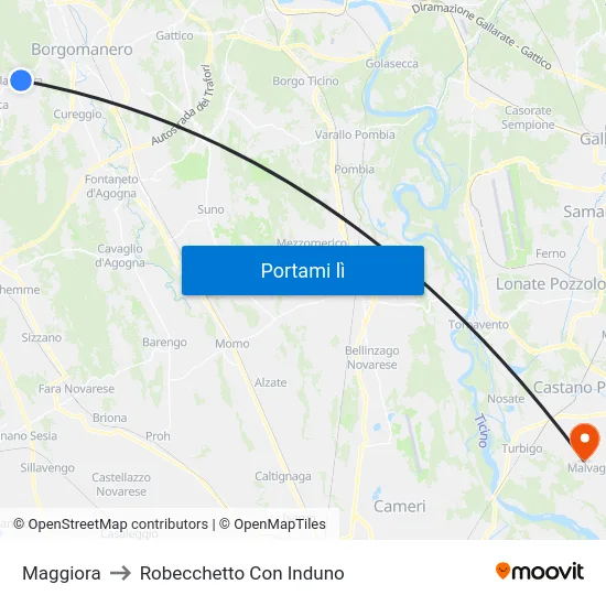 Maggiora to Robecchetto Con Induno map