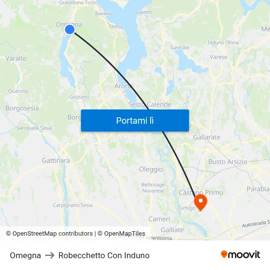Omegna to Robecchetto Con Induno map