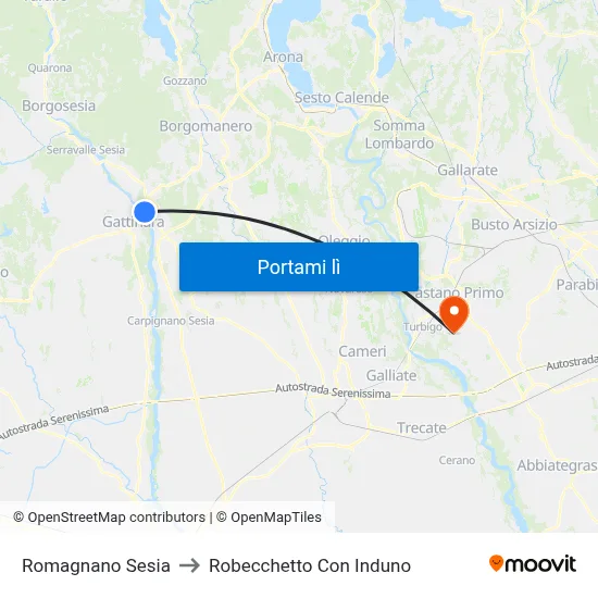 Romagnano Sesia to Robecchetto Con Induno map