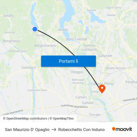 San Maurizio D' Opaglio to Robecchetto Con Induno map