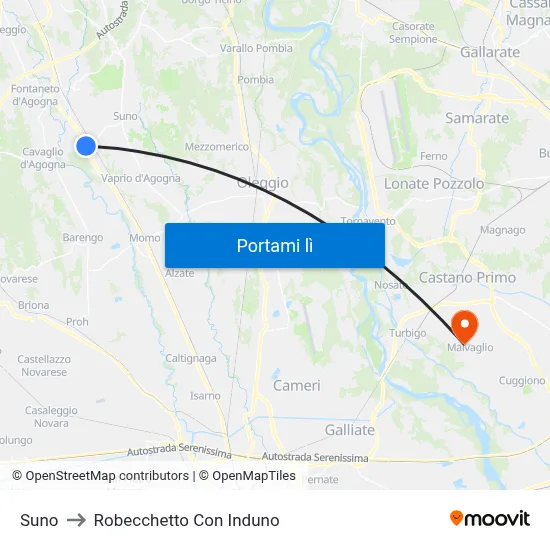 Suno to Robecchetto Con Induno map