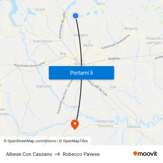 Albese Con Cassano to Robecco Pavese map