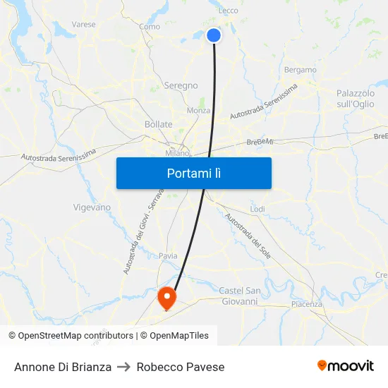 Annone Di Brianza to Robecco Pavese map