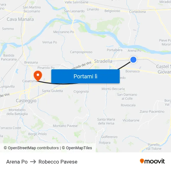 Arena Po to Robecco Pavese map