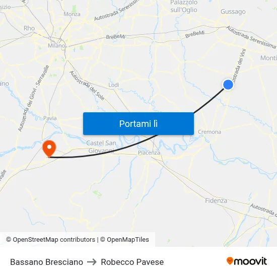 Bassano Bresciano to Robecco Pavese map