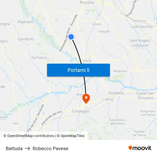 Battuda to Robecco Pavese map