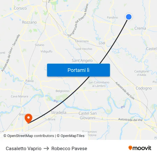 Casaletto Vaprio to Robecco Pavese map