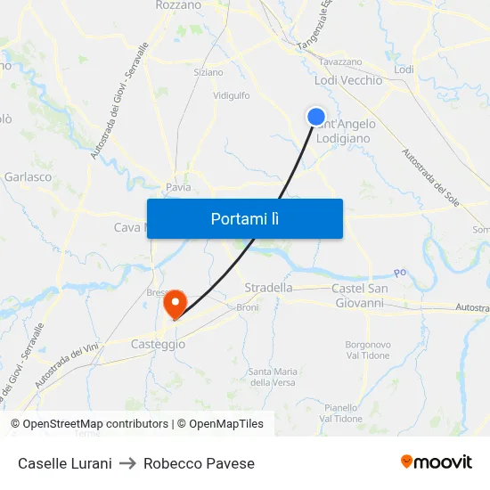 Caselle Lurani to Robecco Pavese map