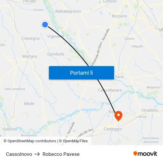 Cassolnovo to Robecco Pavese map