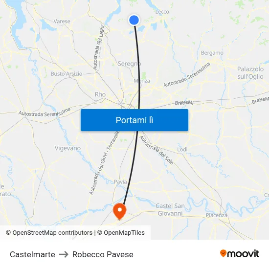 Castelmarte to Robecco Pavese map