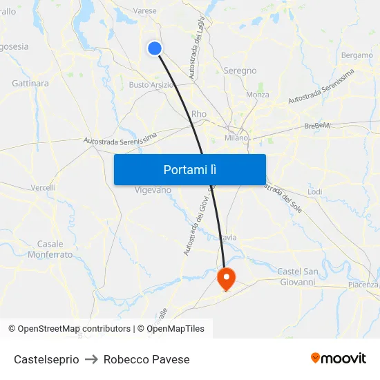 Castelseprio to Robecco Pavese map