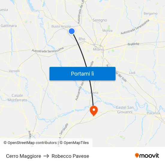 Cerro Maggiore to Robecco Pavese map