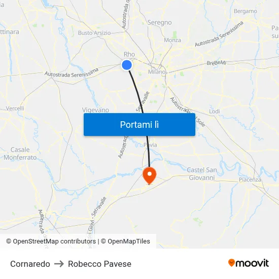 Cornaredo to Robecco Pavese map