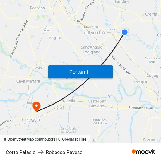 Corte Palasio to Robecco Pavese map