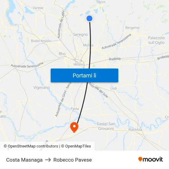 Costa Masnaga to Robecco Pavese map