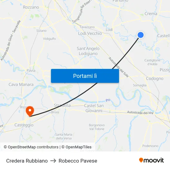 Credera Rubbiano to Robecco Pavese map