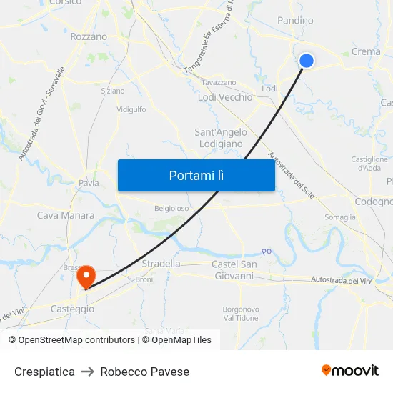Crespiatica to Robecco Pavese map