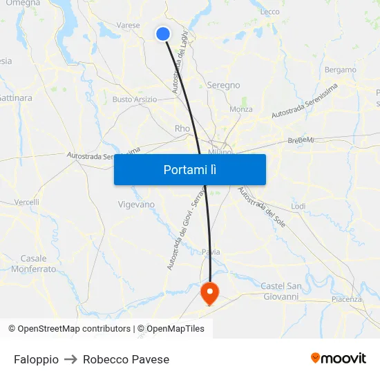 Faloppio to Robecco Pavese map